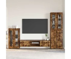 TV spintelių komplektas su stalčių FLORIN 3 pcs Rūkyta ąžuolas