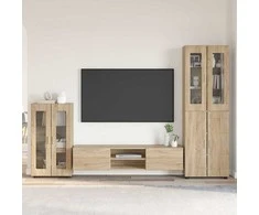 TV spintelių komplektas su stalčių FLORIN 3 pcs Sonoma ąžuolas