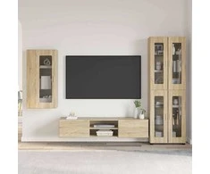 TV spintelių komplektas su stalčių FLORIN 3 pcs Sonoma ąžuolas