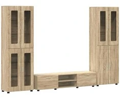 TV spintelių komplektas su stalčių FLORIN 3 pcs Sonoma ąžuolas