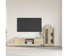 TV spintelių komplektas su stalčių FLORIN 3 pcs Sonoma ąžuolas