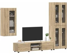 TV spintelių komplektas su stalčių FLORIN 3 pcs Sonoma ąžuolas