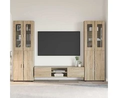 TV spintelių komplektas su stalčių FLORIN 3 pcs Sonoma ąžuolas