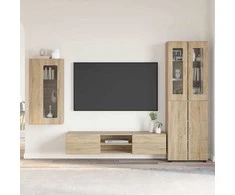 TV spintelių komplektas su stalčių FLORIN 3 pcs Sonoma ąžuolas