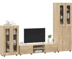 TV spintelių komplektas su stalčių FLORIN 3 pcs Sonoma ąžuolas