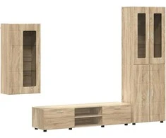 TV spintelių komplektas su stalčių FLORIN 3 pcs Sonoma ąžuolas