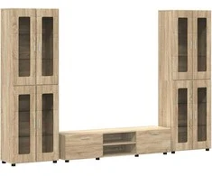 TV spintelių komplektas su stalčių FLORIN 3 pcs Sonoma ąžuolas
