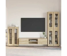 TV spintelių komplektas su stalčių FLORIN 3 pcs Sonoma ąžuolas