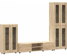 TV spintelių komplektas su stalčių FLORIN 3 pcs Sonoma ąžuolas
