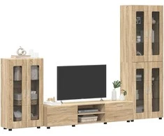 TV spintelių komplektas su stalčių FLORIN 3 pcs Sonoma ąžuolas