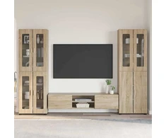 TV spintelių komplektas su stalčių FLORIN 3 pcs Sonoma ąžuolas