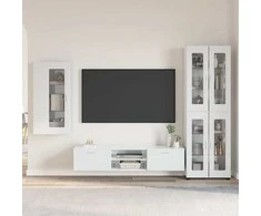 TV spintelių komplektas FLORIN 3 pcs Aukštai blizganti balta
