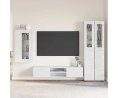 TV spintelių komplektas FLORIN 3 pcs Aukštai blizganti balta