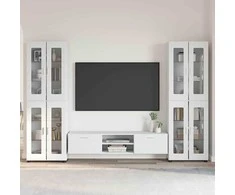 TV spintelių komplektas FLORIN 3 pcs Aukštai blizganti balta
