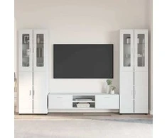 TV spintelių komplektas FLORIN 3 pcs Aukštai blizganti balta