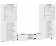 TV spintelių komplektas FLORIN 3 pcs Aukštai blizganti balta