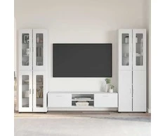 TV spintelių komplektas FLORIN 3 pcs Aukštai blizganti balta