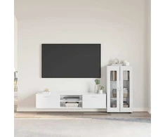 TV spintelių komplektas FLORIN 3 pcs Aukštai blizganti balta