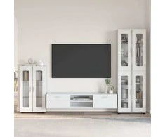TV spintelių komplektas FLORIN 3 pcs Aukštai blizganti balta