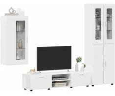 TV spintelių komplektas FLORIN 3 pcs Aukštai blizganti balta