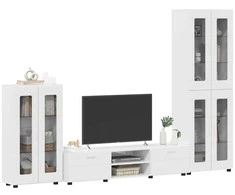 TV spintelių komplektas FLORIN 3 pcs Aukštai blizganti balta