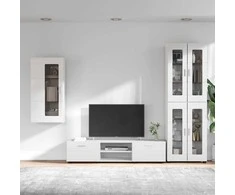 TV spintelių komplektas FLORIN 3 pcs Aukštai blizganti balta