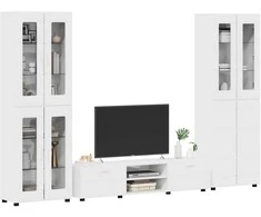 TV spintelių komplektas FLORIN 3 pcs Aukštai blizganti balta
