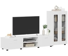 TV spintelių komplektas FLORIN 3 pcs Aukštai blizganti balta