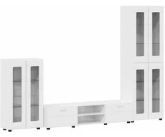 TV spintelių komplektas FLORIN 3 pcs Aukštai blizganti balta
