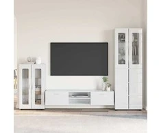 TV spintelių komplektas FLORIN 3 pcs Aukštai blizganti balta
