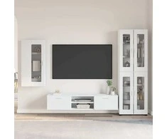 TV spintelių komplektas FLORIN 3 pcs Balta Apdirbta mediena