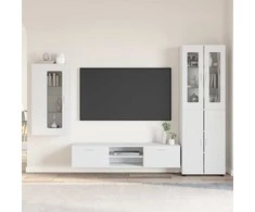 TV spintelių komplektas FLORIN 3 pcs Balta Apdirbta mediena