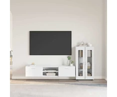 TV spintelių komplektas FLORIN 3 pcs Balta Apdirbta mediena