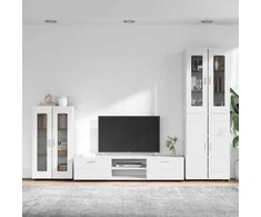 TV spintelių komplektas FLORIN 3 pcs Balta Apdirbta mediena
