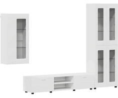 TV spintelių komplektas FLORIN 3 pcs Balta Apdirbta mediena