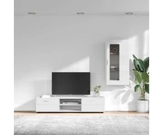 TV spintelių komplektas FLORIN 3 pcs Balta Apdirbta mediena