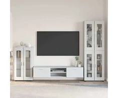 TV spintelių komplektas FLORIN 3 pcs Balta Apdirbta mediena