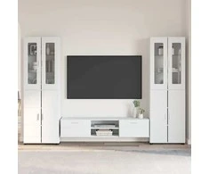 TV spintelių komplektas FLORIN 3 pcs Balta Apdirbta mediena