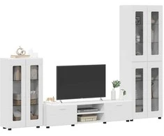 TV spintelių komplektas FLORIN 3 pcs Balta Apdirbta mediena