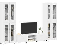 TV spintelių komplektas FLORIN 3 pcs Balta Apdirbta mediena