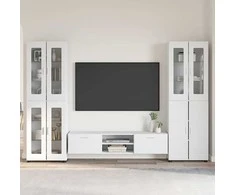 TV spintelių komplektas FLORIN 3 pcs Balta Apdirbta mediena