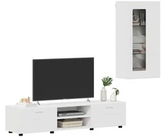 TV spintelių komplektas FLORIN 3 pcs Balta Apdirbta mediena