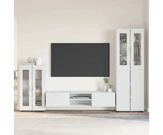 TV spintelių komplektas FLORIN 3 pcs Balta Apdirbta mediena