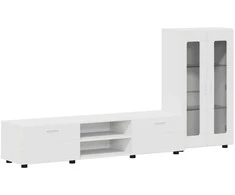 TV spintelių komplektas FLORIN 3 pcs Balta Apdirbta mediena