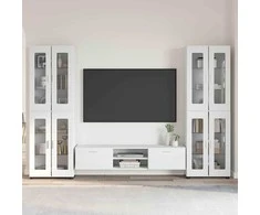 TV spintelių komplektas FLORIN 3 pcs Balta Apdirbta mediena