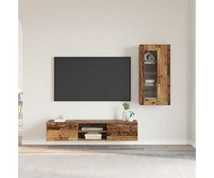 TV spintelių komplektas su stalčių FLORIN 3 pcs Senas medis
