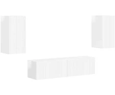 TV staliukas TV spintelių komplektas 4 pcs Aukštai blizganti balta