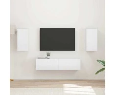 TV staliukas TV spintelių komplektas 4 pcs Aukštai blizganti balta