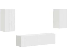 TV staliukas TV spintelių komplektas 4 pcs Balta Apdirbta mediena