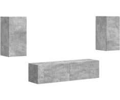 TV staliukas TV spintelių komplektas 4 pcs Betono pilka Apdirbta mediena